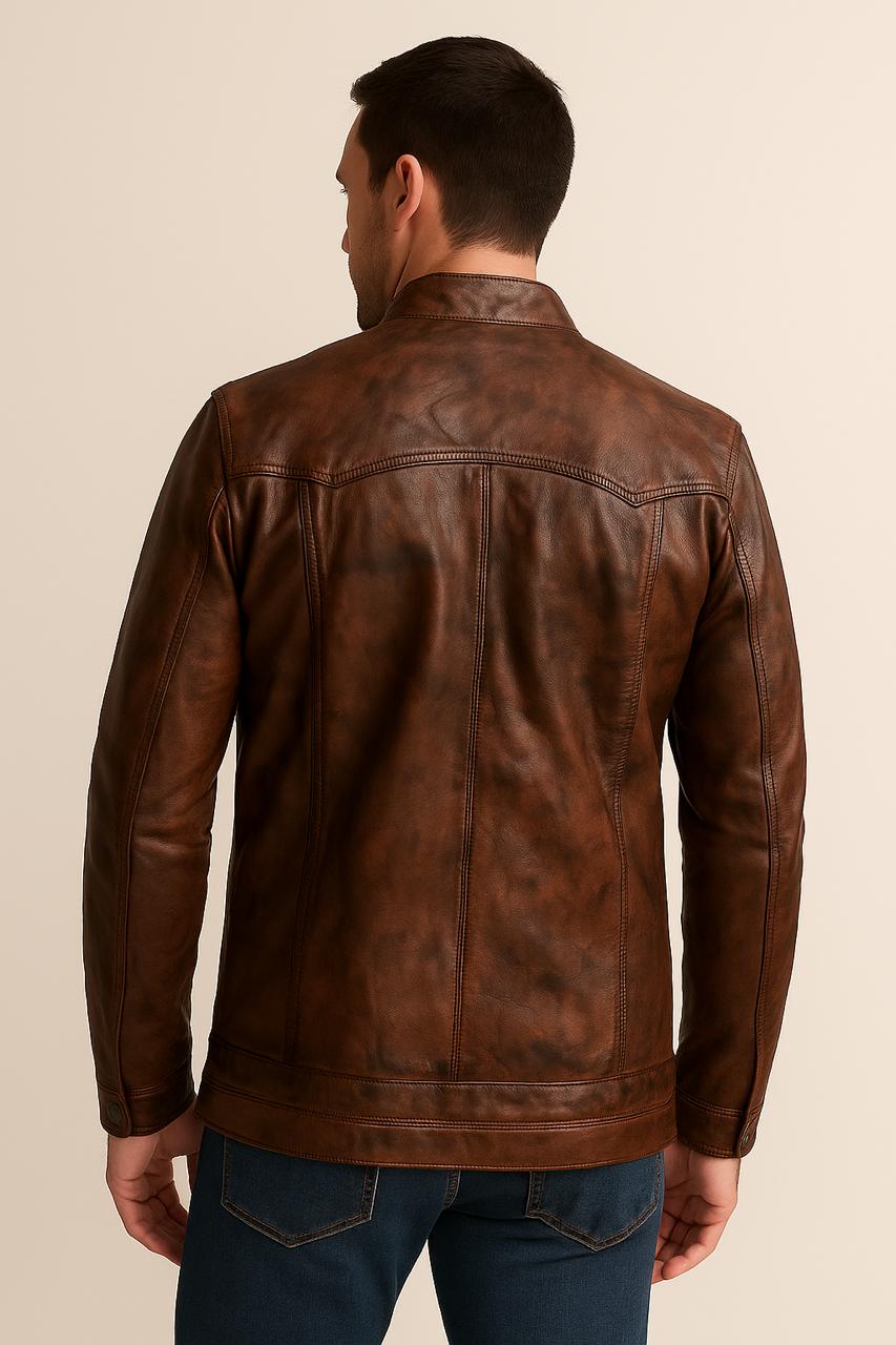 "Brown Leather Jacket Style" 😎